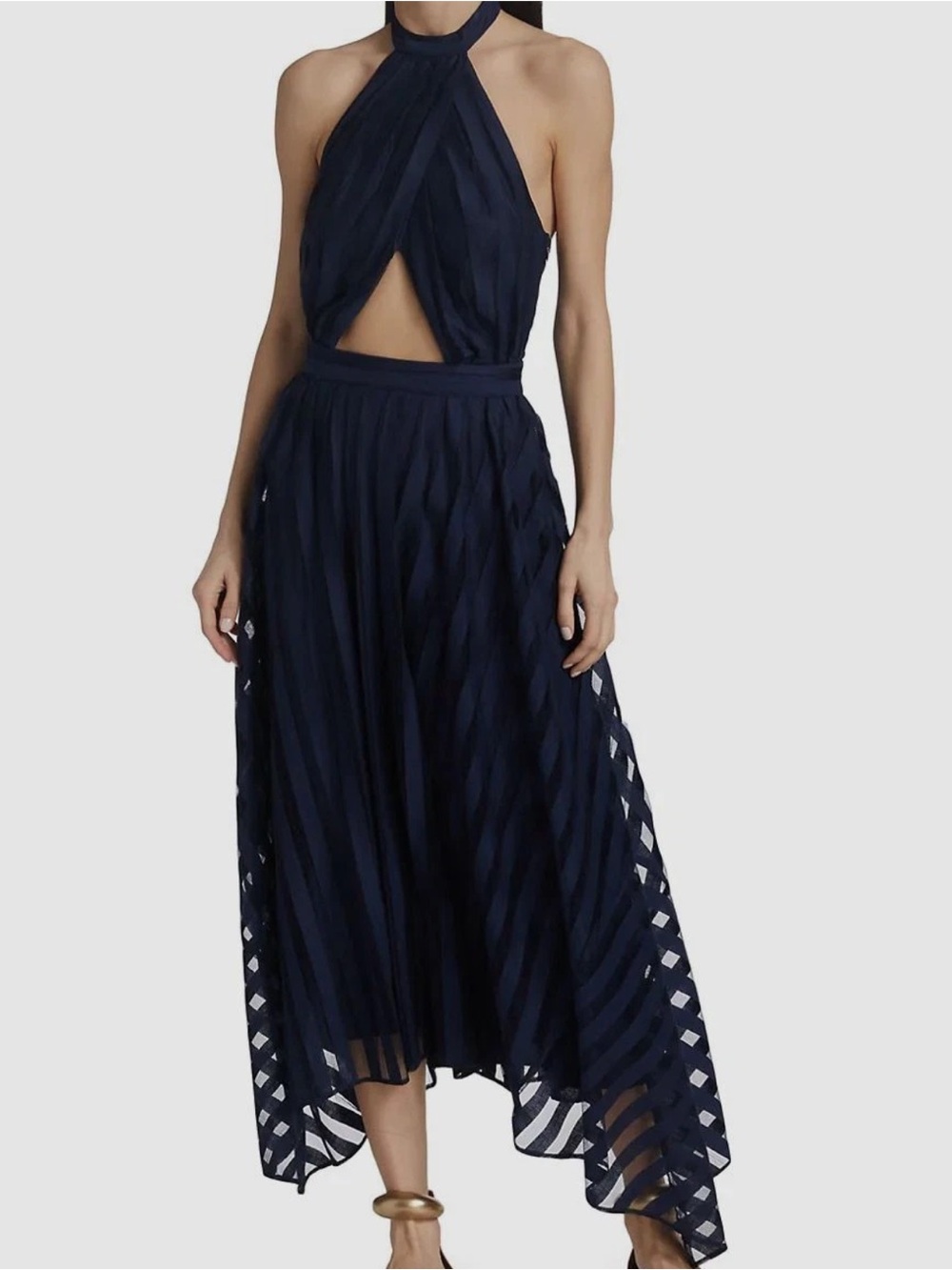 AMUR Leonie Navy Halter Twist Dress